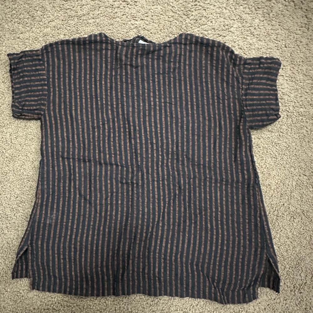 Poetry Button Down Shirt - Black and Brown Stripes - Picture 6 of 8